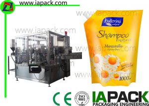 Shampoo plástico Doypack Máquina de envasado automática para líquido